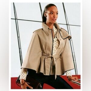 Banana Republic Water Resistant Tie Sleeve Trench Cape Tan Size XS/S
